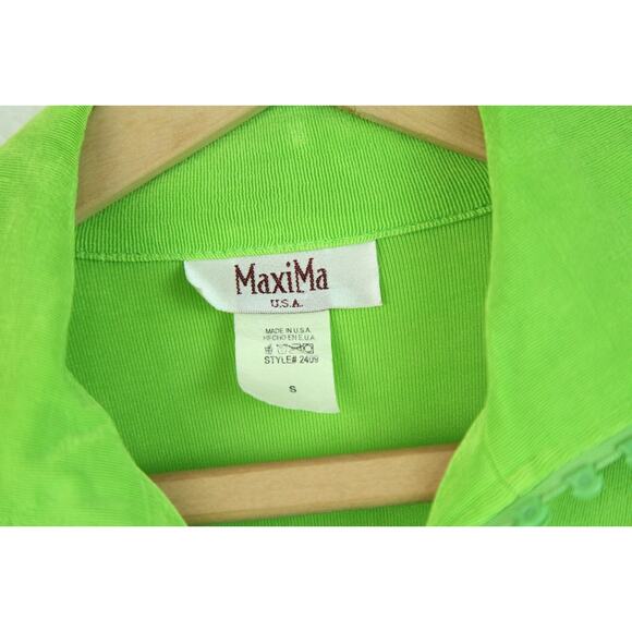 Vintage Small Shirt Y2K Clingy Rhinestone Lime Green Neon Rave Brat Maximalist - Picture 2 of 11